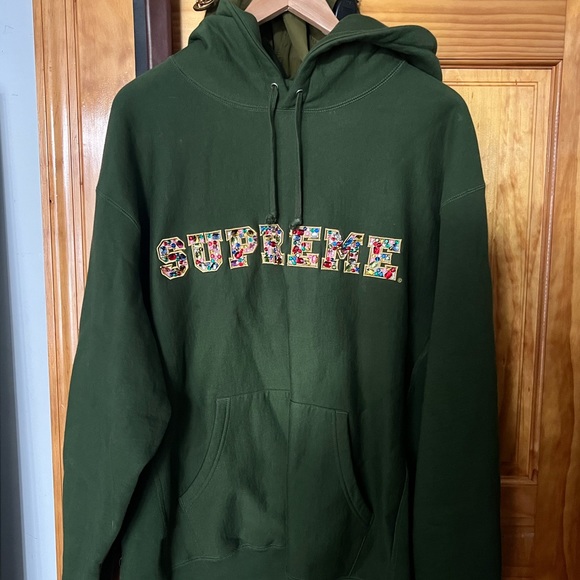 Supreme Rhinestone Logo Hoodie - Picture 1 of 3